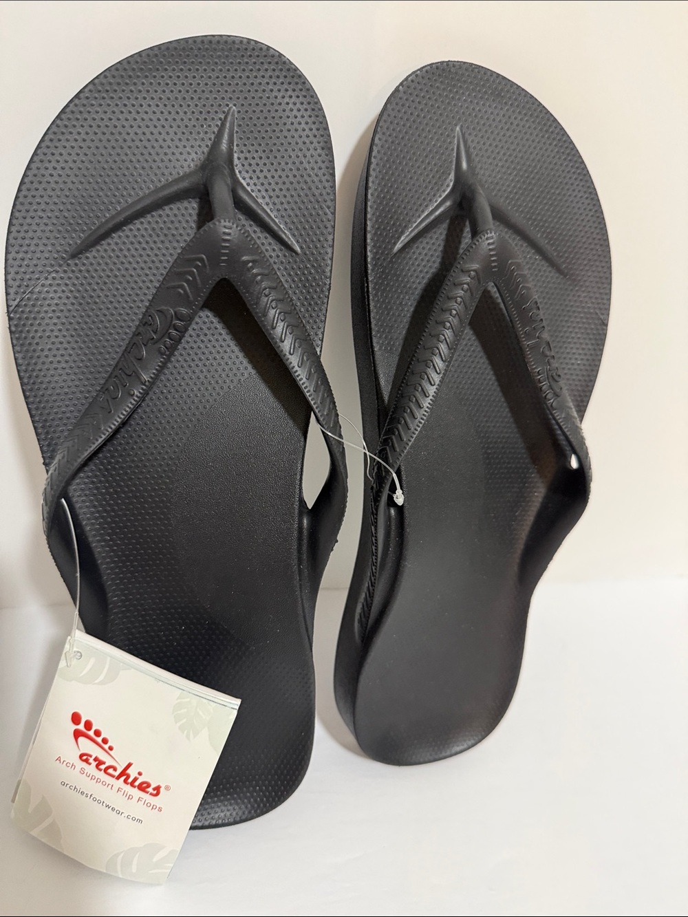 Archie’s Men’s Unisex Black Arch Support Flip Flops Size 11